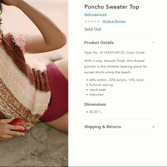 Anthropologie XL NWT Knit Striped Poncho Sweater Top Tunic Pullover Pink Brown - Picture 7 of 7